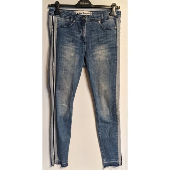 Marc Aurel | Tuxedo Stripe Jeans Euro Size 40 US Size 10 Waist laid flat 16" - Picture 2 of 9